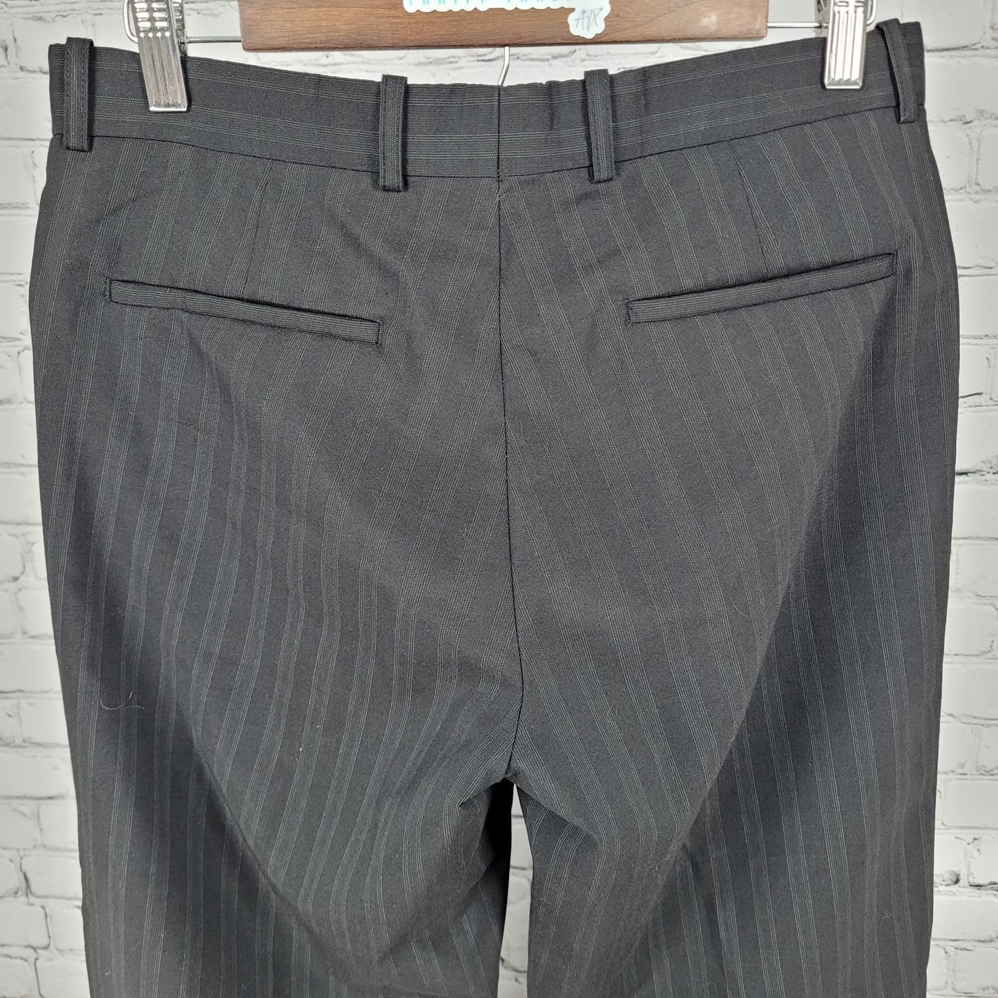 Mexx Black Striped Wool Blend Lightweight Mid Rise Dress Pants Size 46 (30x30)