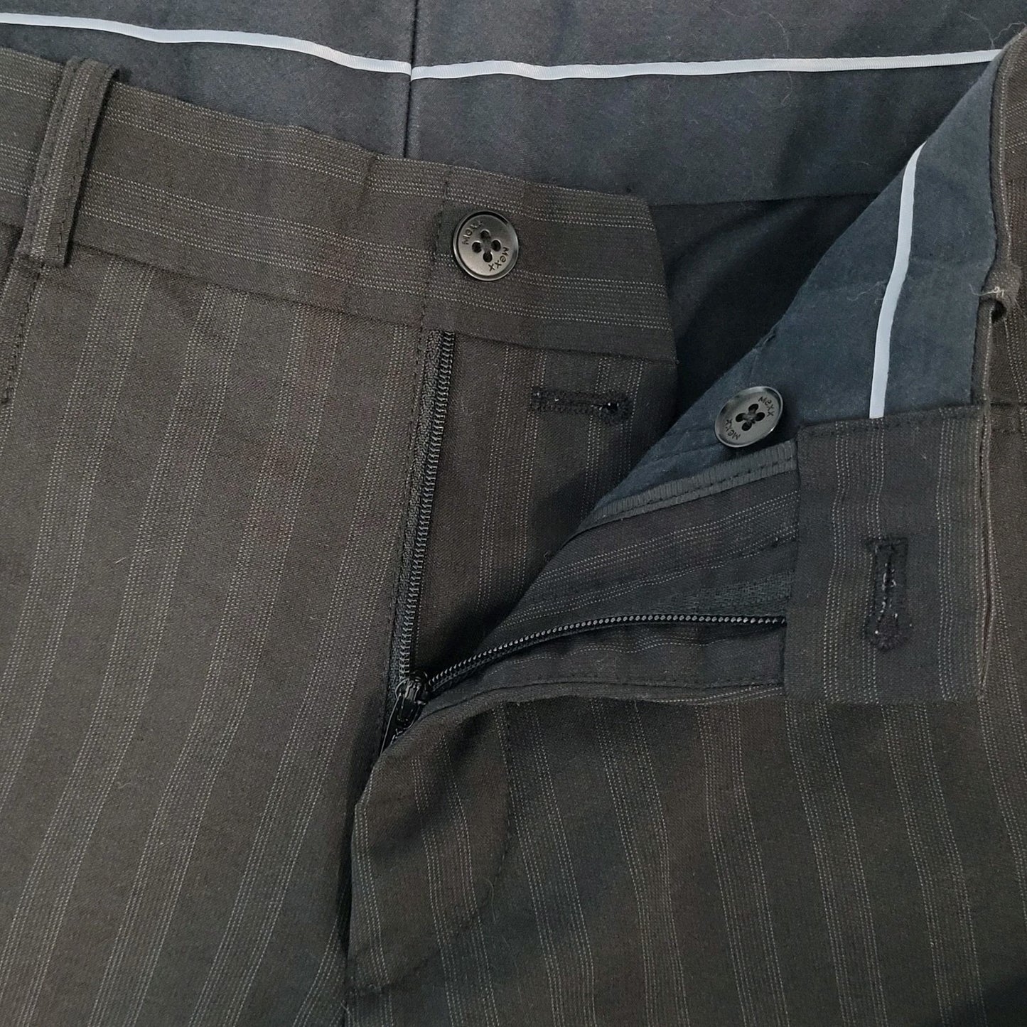 Mexx Black Striped Wool Blend Lightweight Mid Rise Dress Pants Size 46 (30x30)