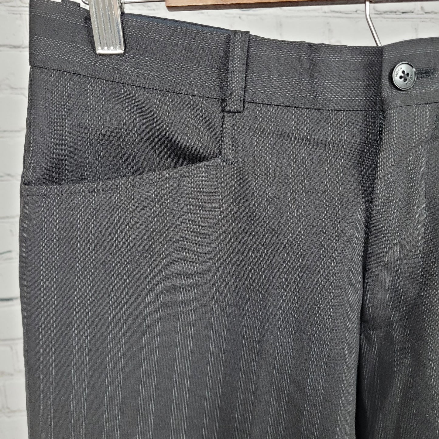 Mexx Black Striped Wool Blend Lightweight Mid Rise Dress Pants Size 46 (30x30)