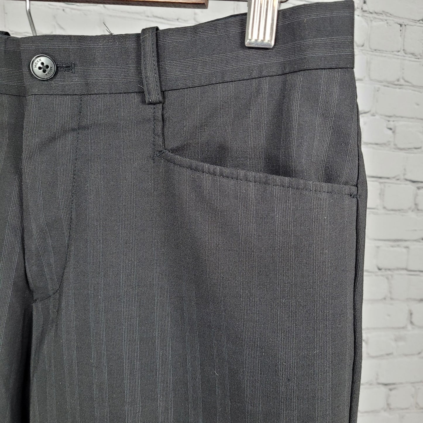 Mexx Black Striped Wool Blend Lightweight Mid Rise Dress Pants Size 46 (30x30)