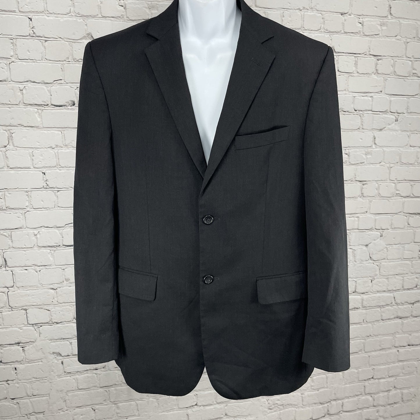 Pronto Uomo Black 100% Wool 2 Button Double Vent Blazer Sport Coat Size 38L