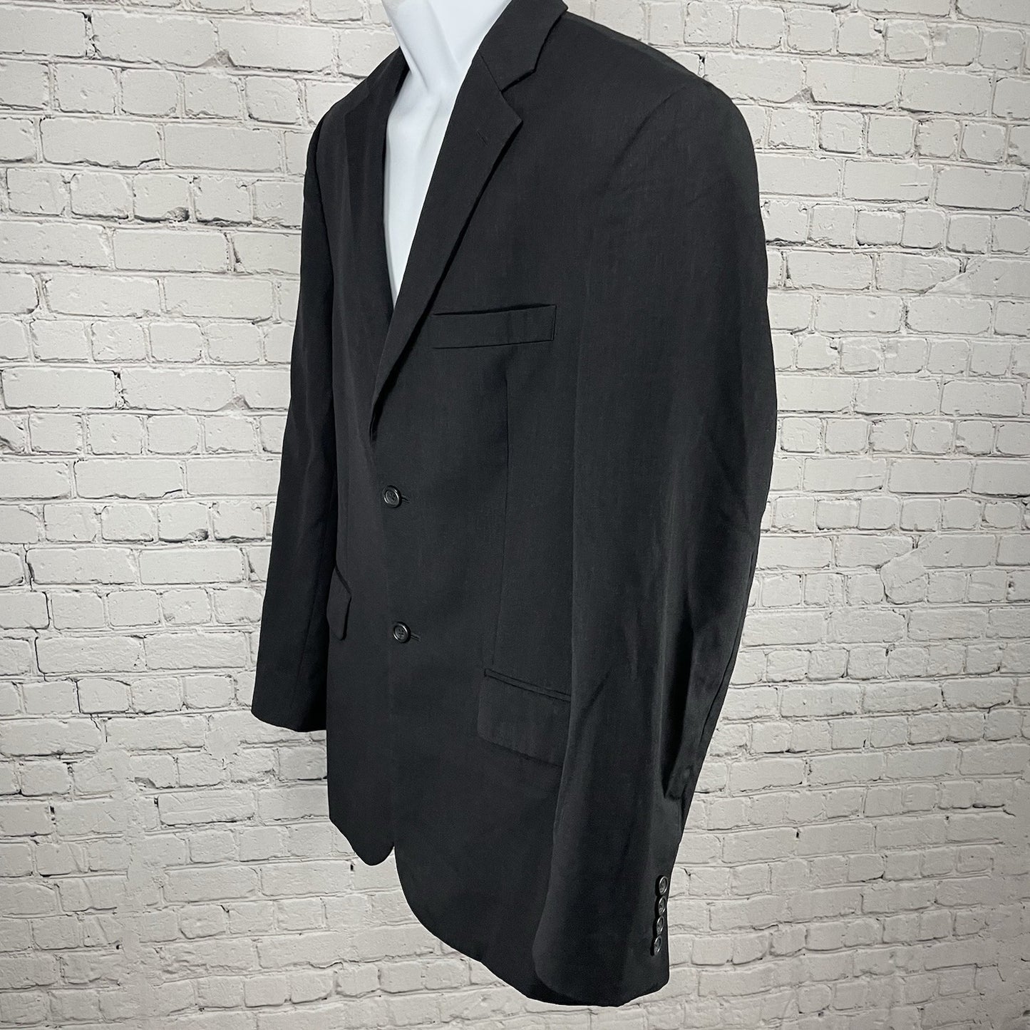 Pronto Uomo Black 100% Wool 2 Button Double Vent Blazer Sport Coat Size 38L