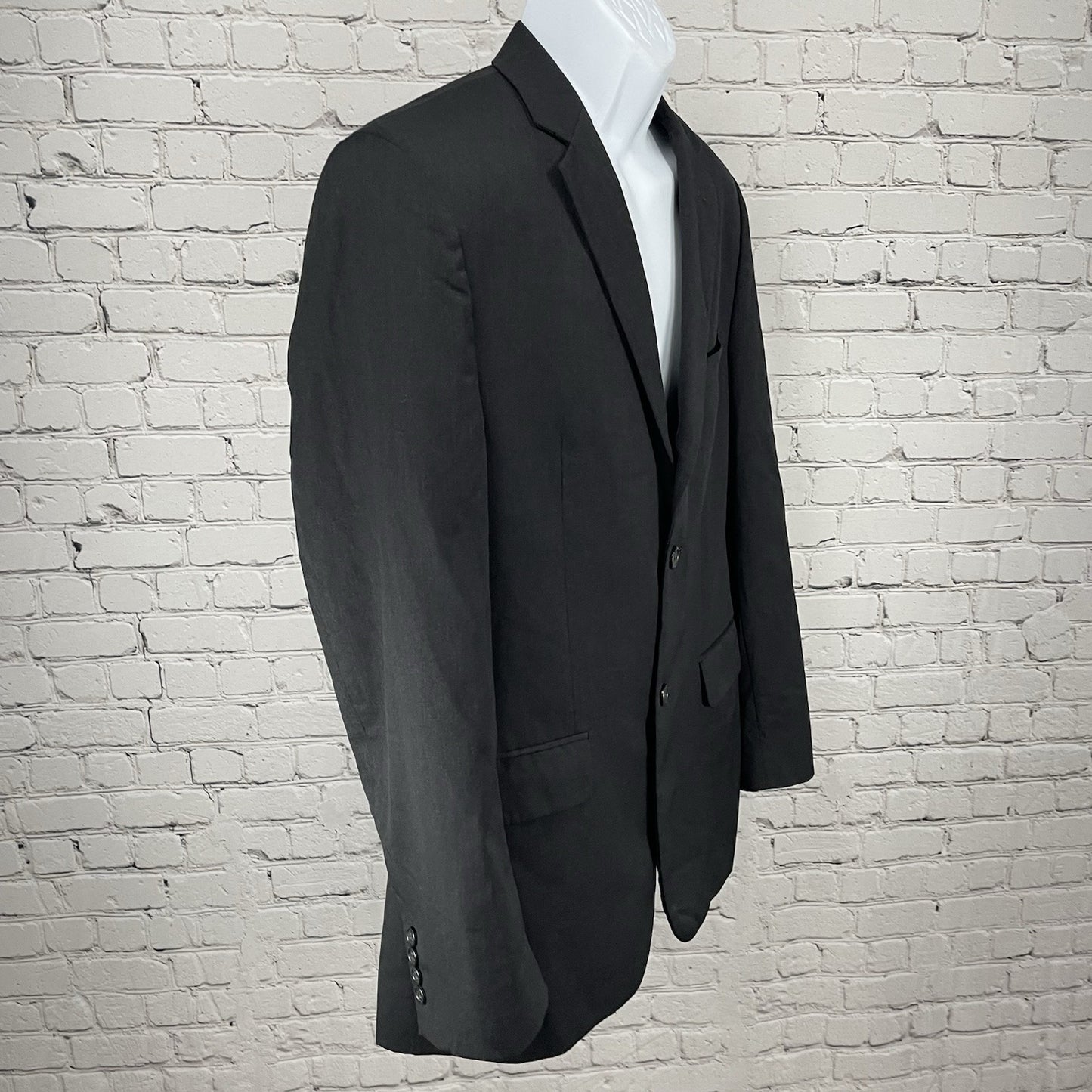 Pronto Uomo Black 100% Wool 2 Button Double Vent Blazer Sport Coat Size 38L