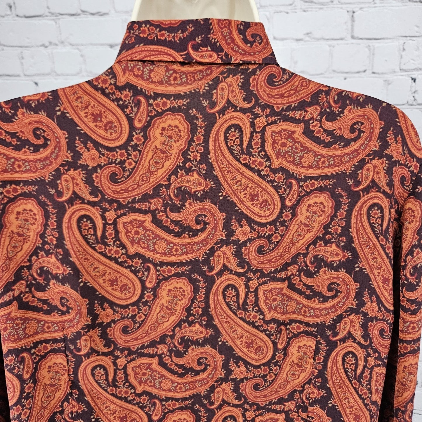 Eddie Bauer Purple 100% Silk Paisley Button Up Long Sleeve Shirt Blouse Top XLP