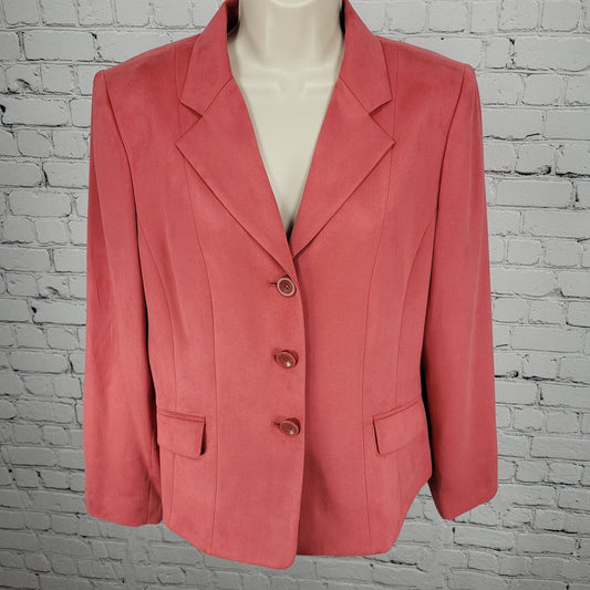 Talbots Pink Microfiber 3 Button Notch Lightweight Blazer Jacket Size 12P