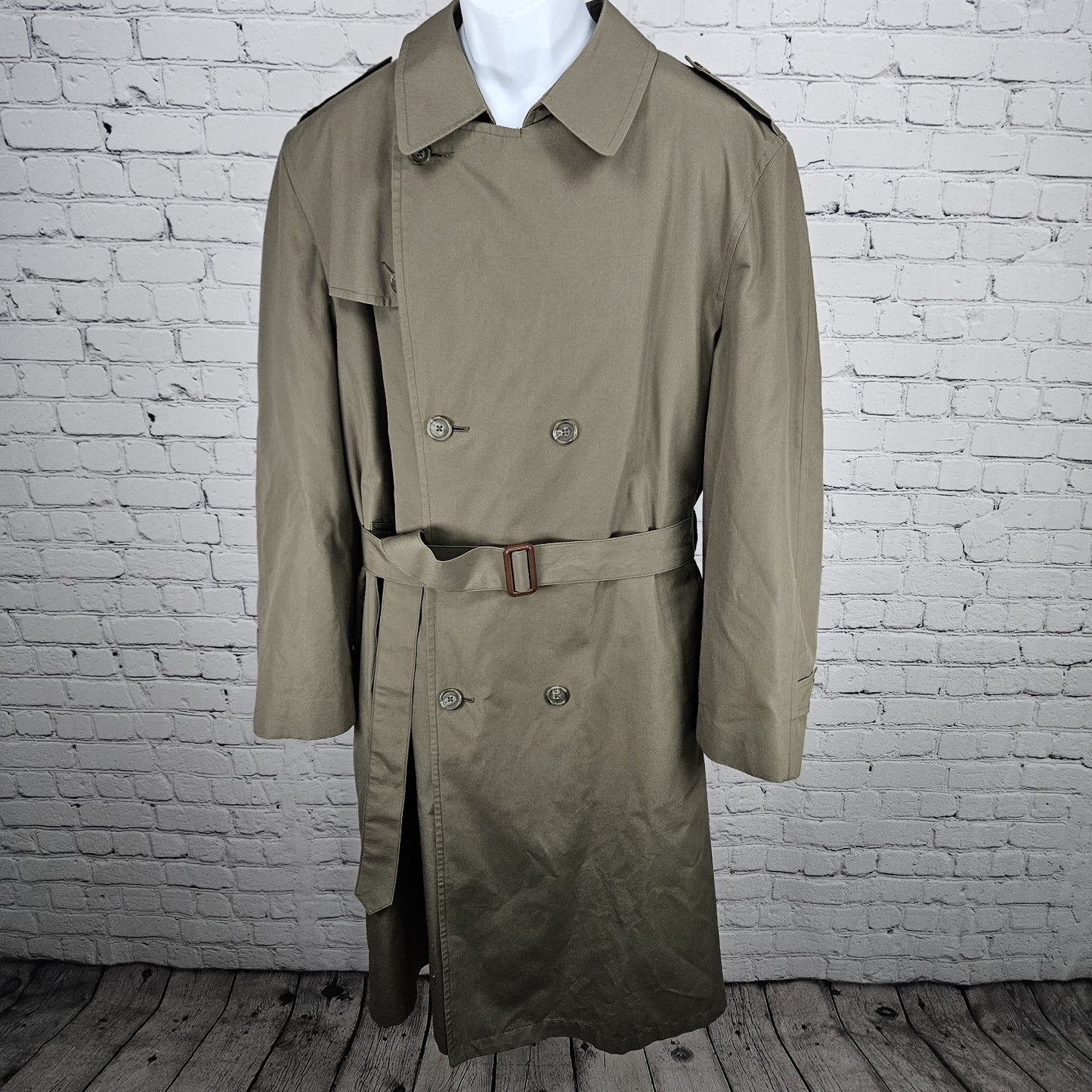 Hart Schaffner Marx Brown Belted Removable Wool Blend Liner Trench Coat 44L
