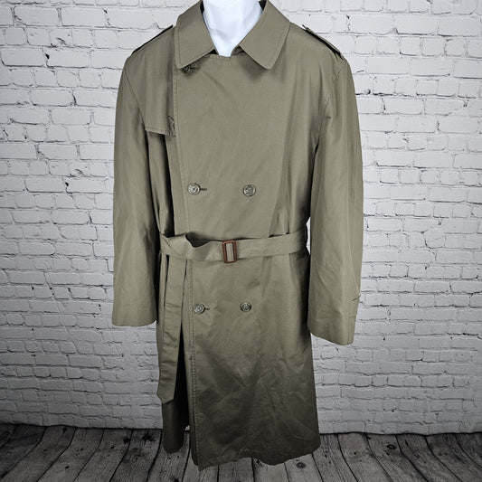 Hart Schaffner Marx Brown Belted Removable Wool Blend Liner Trench Coat 44L