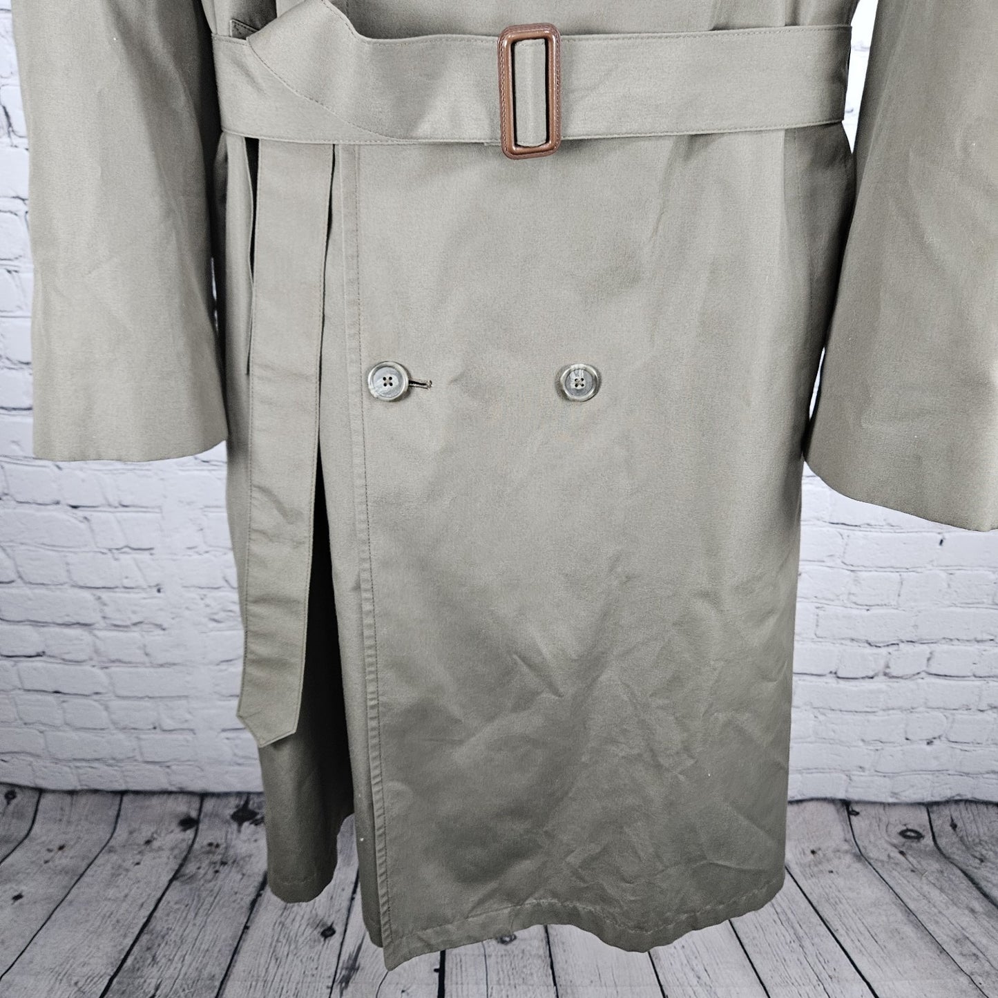 Hart Schaffner Marx Brown Belted Removable Wool Blend Liner Trench Coat 44L