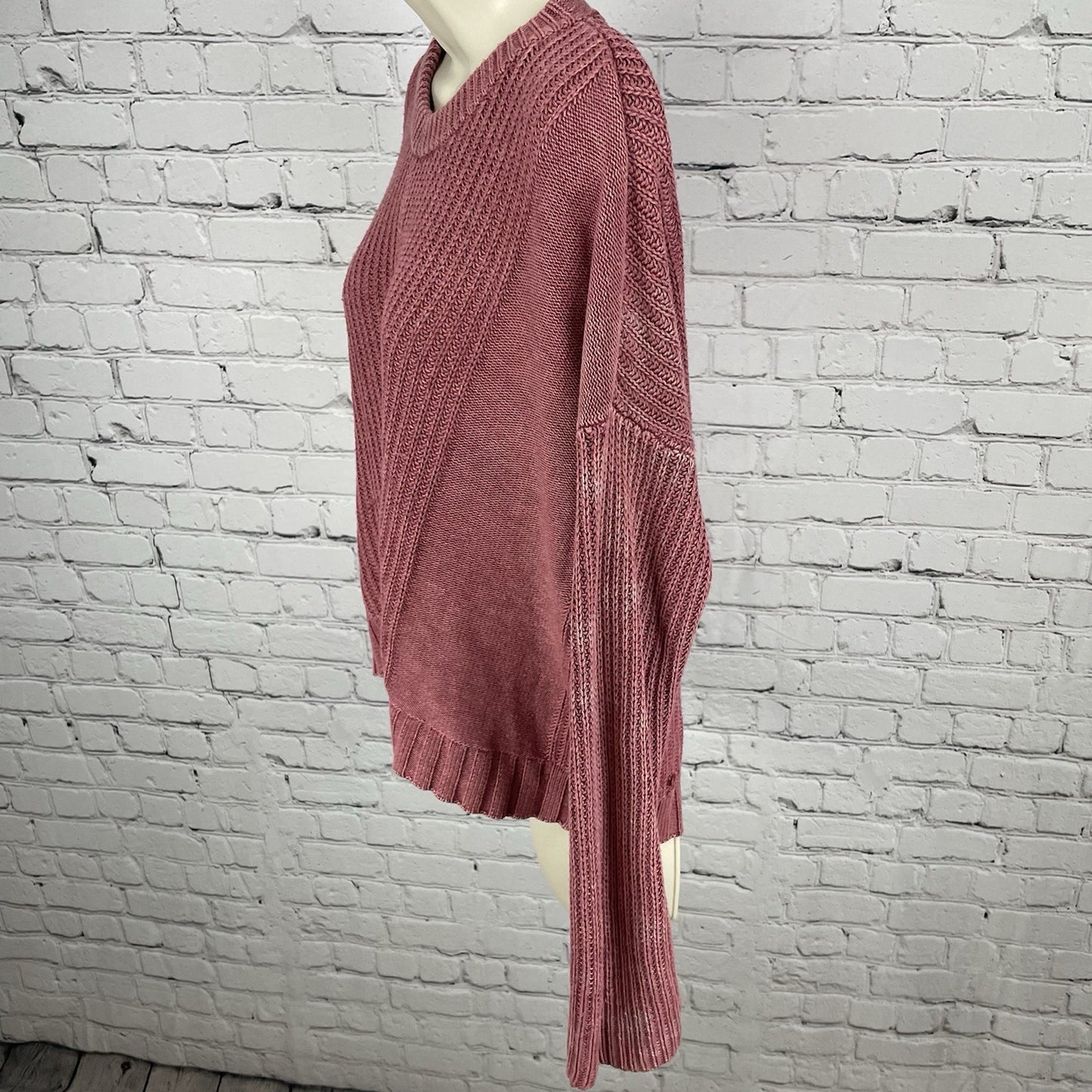 Rails Muted Pink Knit Boxy Drop Shoulder Lightweight Sweater Size Small S