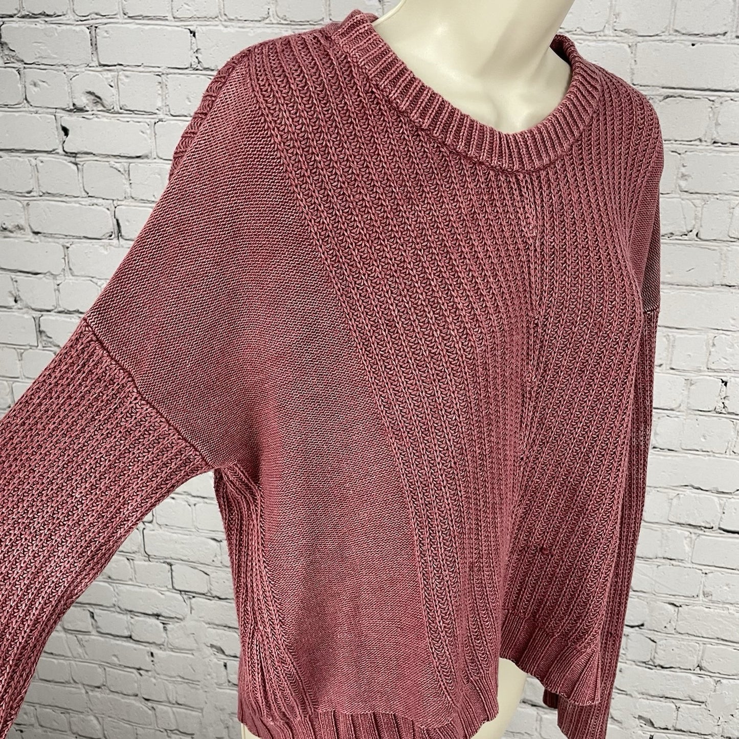 Rails Muted Pink Knit Boxy Drop Shoulder Lightweight Sweater Size Small S