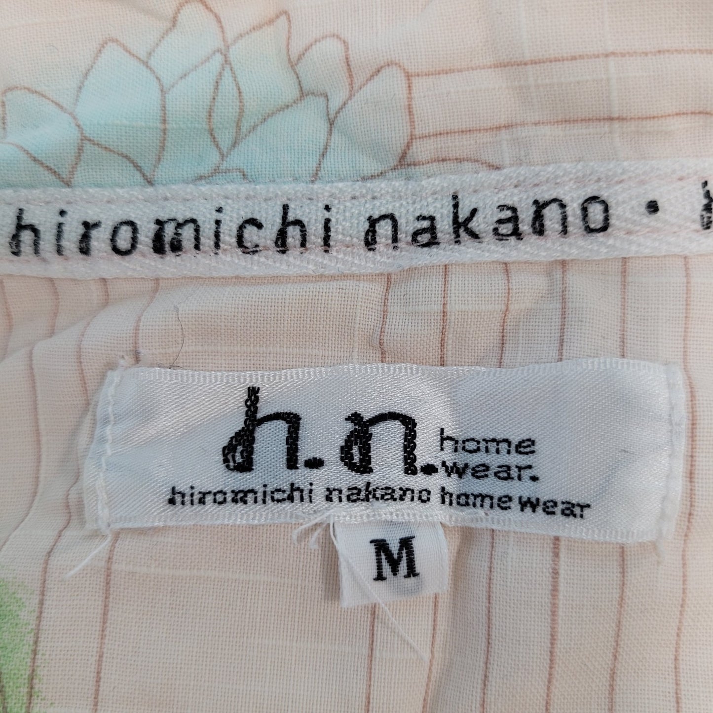 Hiromichi Nakano Light Pink Floral Home Wear Pajama Button Up Top Shirt Medium