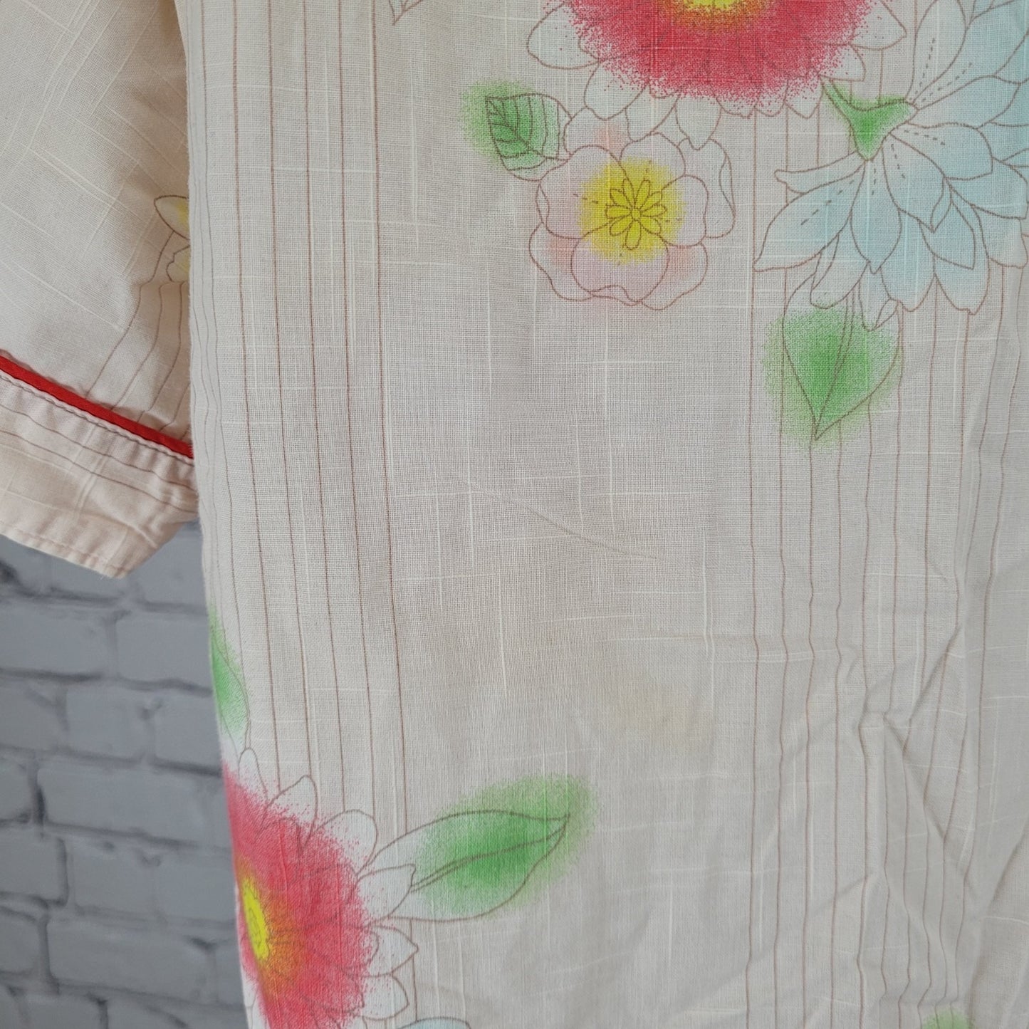 Hiromichi Nakano Light Pink Floral Home Wear Pajama Button Up Top Shirt Medium