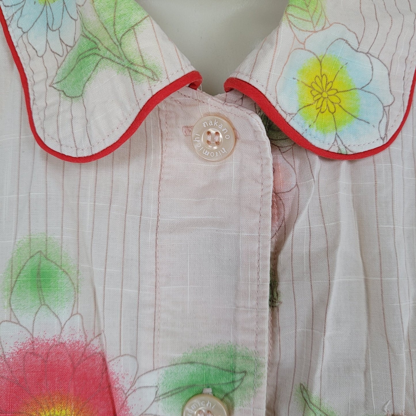 Hiromichi Nakano Light Pink Floral Home Wear Pajama Button Up Top Shirt Medium