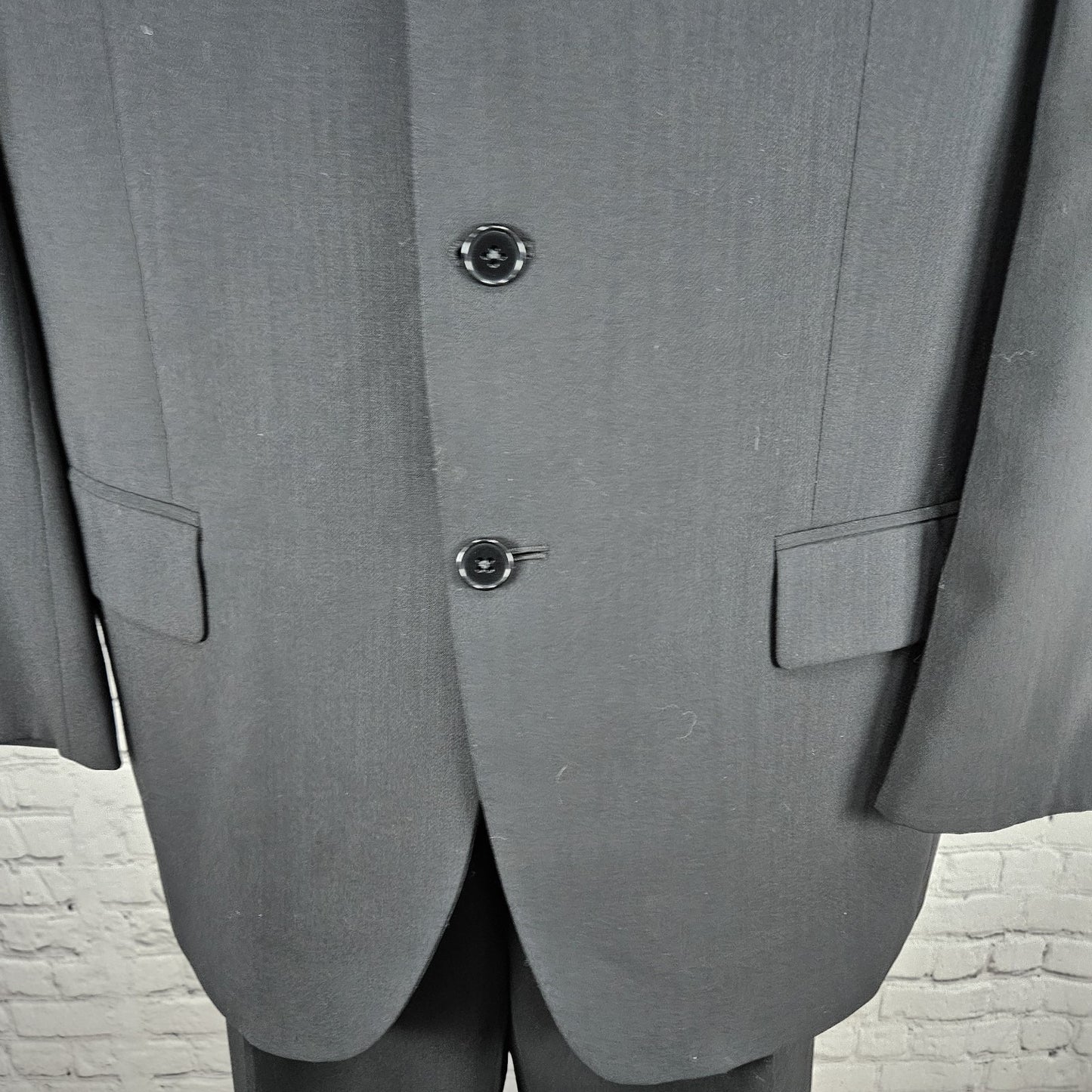 Joseph Abboud Nordstrom Black Wool Blend Full Suit 2 Piece 3 Button US 40R 32x31