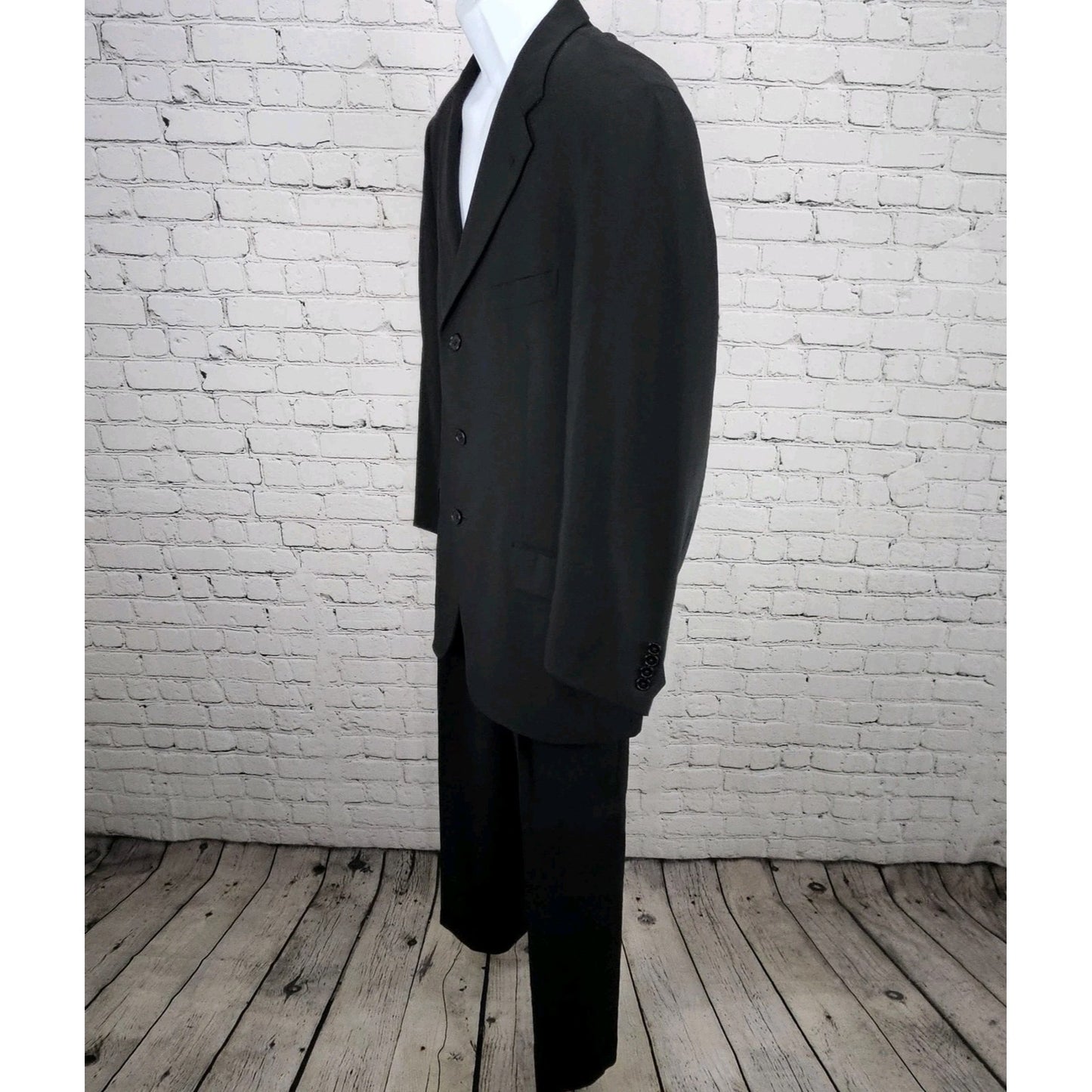 Joseph Abboud Nordstrom Black Wool Blend Full Suit 2 Piece 3 Button US 40R 32x31