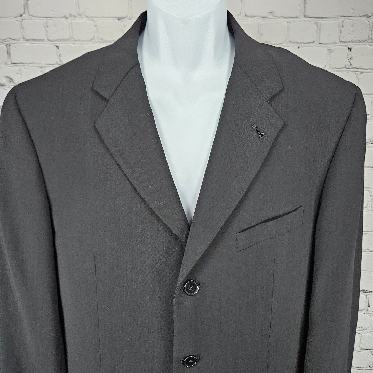Joseph Abboud Nordstrom Black Wool Blend Full Suit 2 Piece 3 Button US 40R 32x31