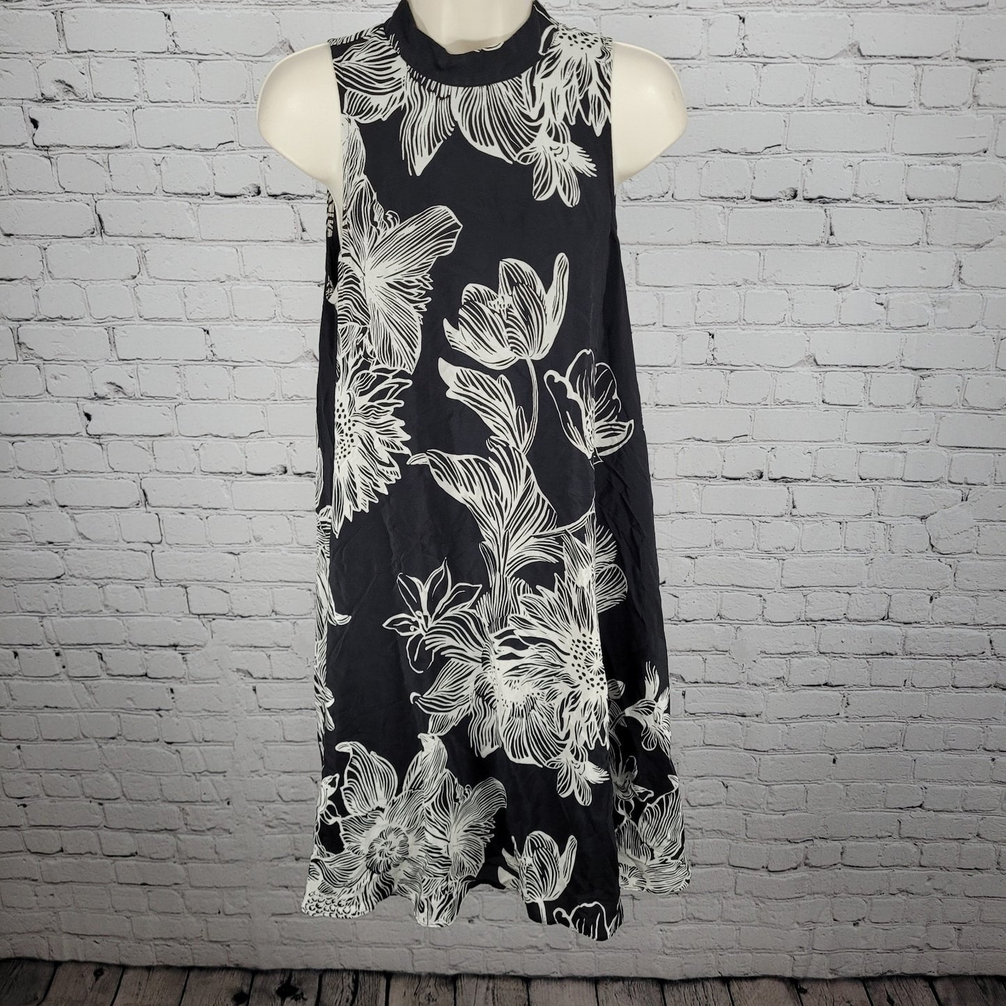 Maeve Anthropologie Black 100% Silk Floral Lightweight Sleeveless Dress Size XSP
