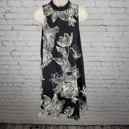 Maeve Anthropologie Black 100% Silk Floral Lightweight Sleeveless Dress Size XSP