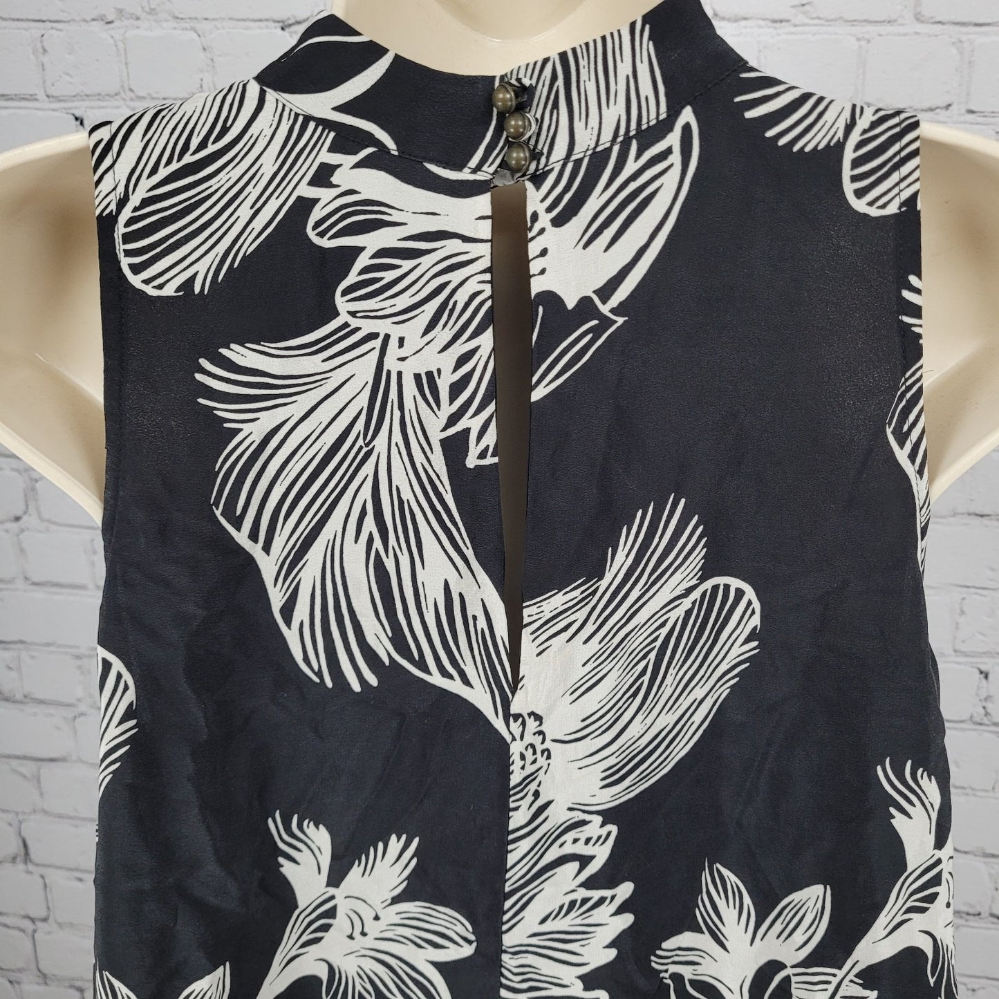 Maeve Anthropologie Black 100% Silk Floral Lightweight Sleeveless Dress Size XSP