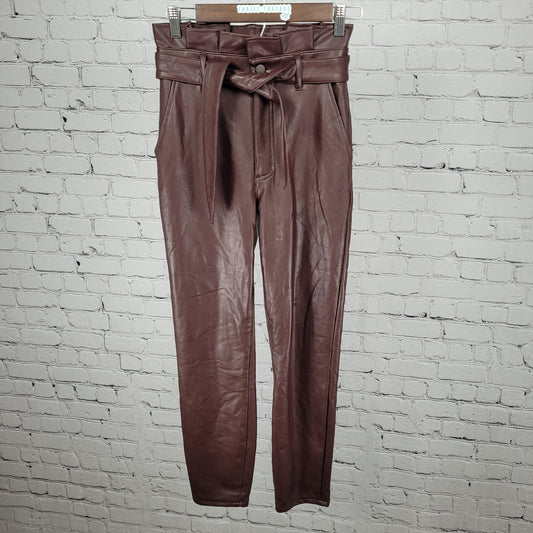 Abercrombie & Fitch Brown Faux Leather Stretch Paperbag Pants Size XS (24x26)