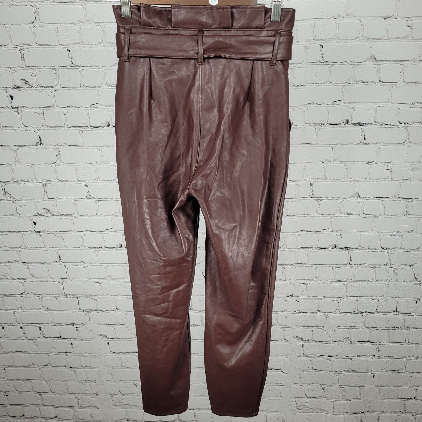 Abercrombie & Fitch Brown Faux Leather Stretch Paperbag Pants Size XS (24x26)