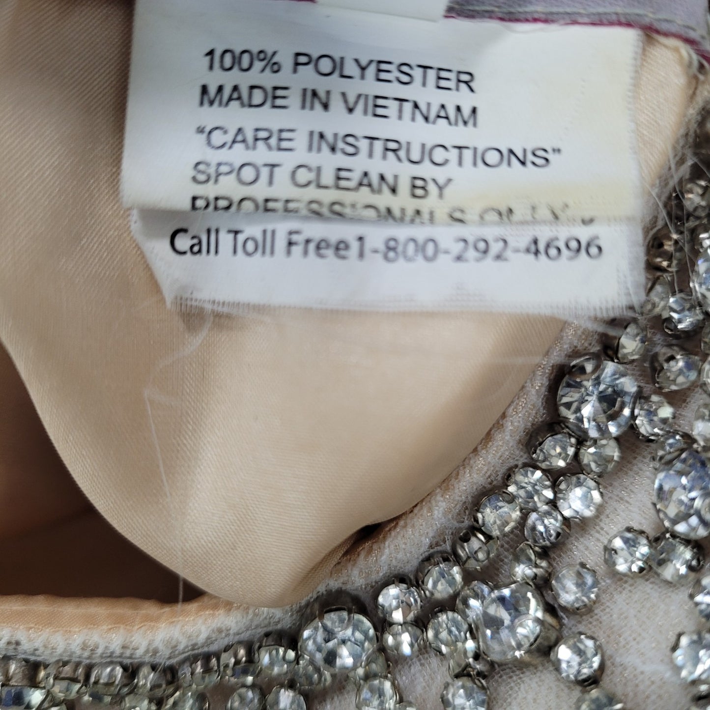 VTG Jovani Nude Cream Lace Tulle High Neck Jeweled Wedding Gown Dress 2