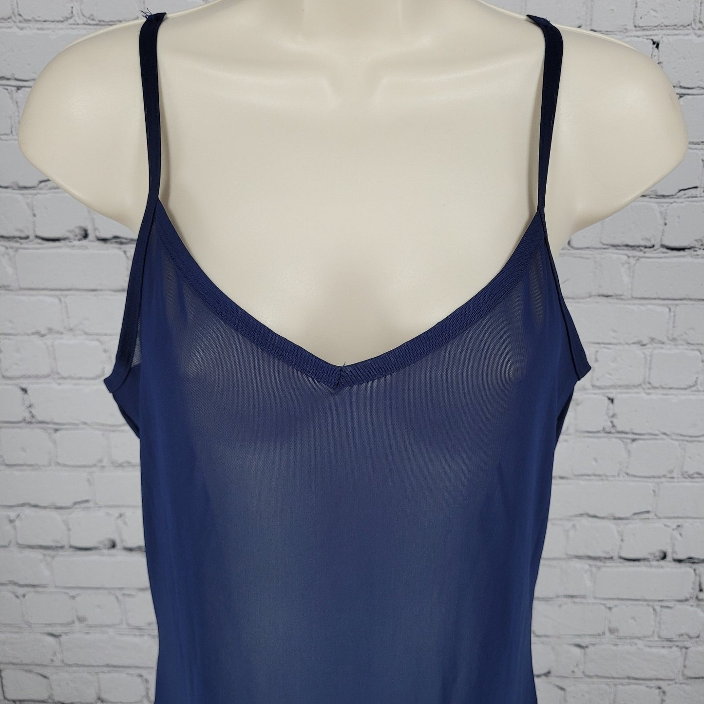 Adidas Navy Mesh Sheer Stretch Midi Tank Slip Dress Athleisure Sporty Medium M