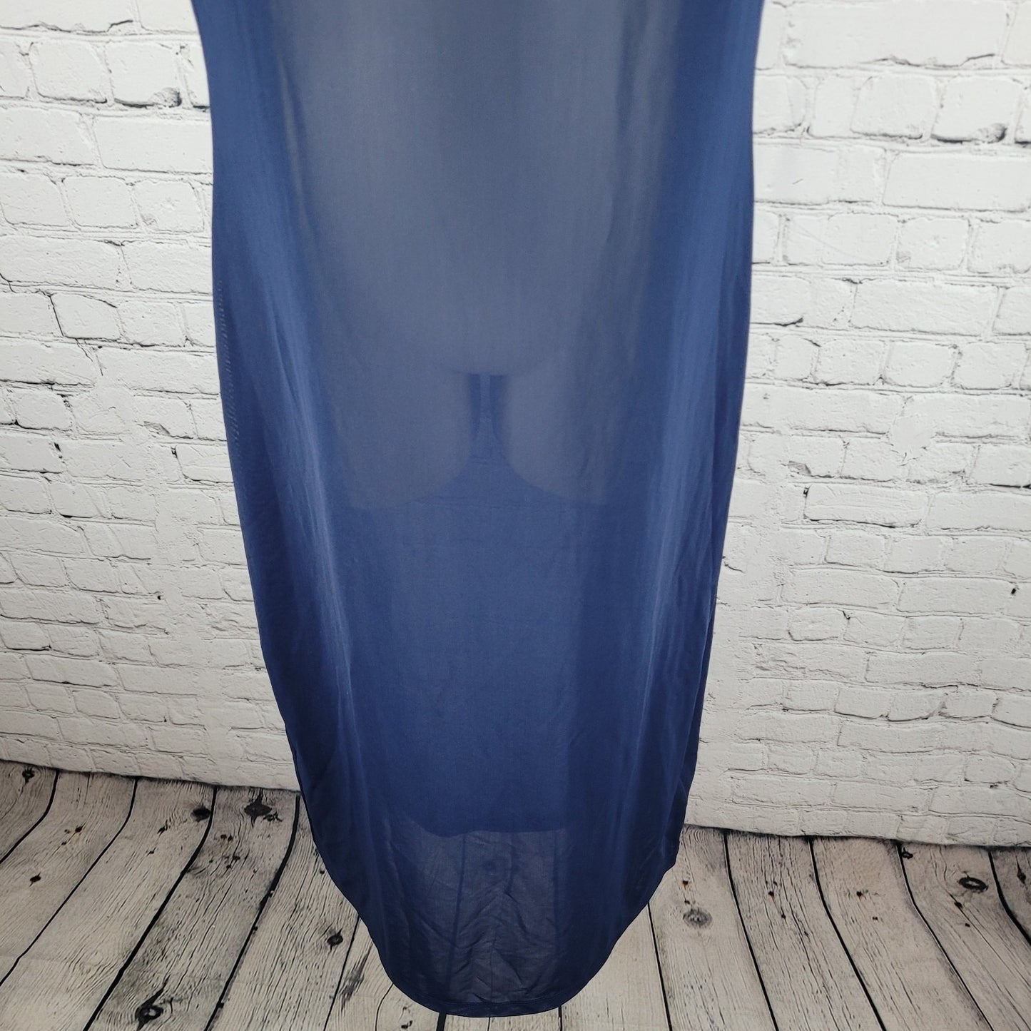 Adidas Navy Mesh Sheer Stretch Midi Tank Slip Dress Athleisure Sporty Medium M