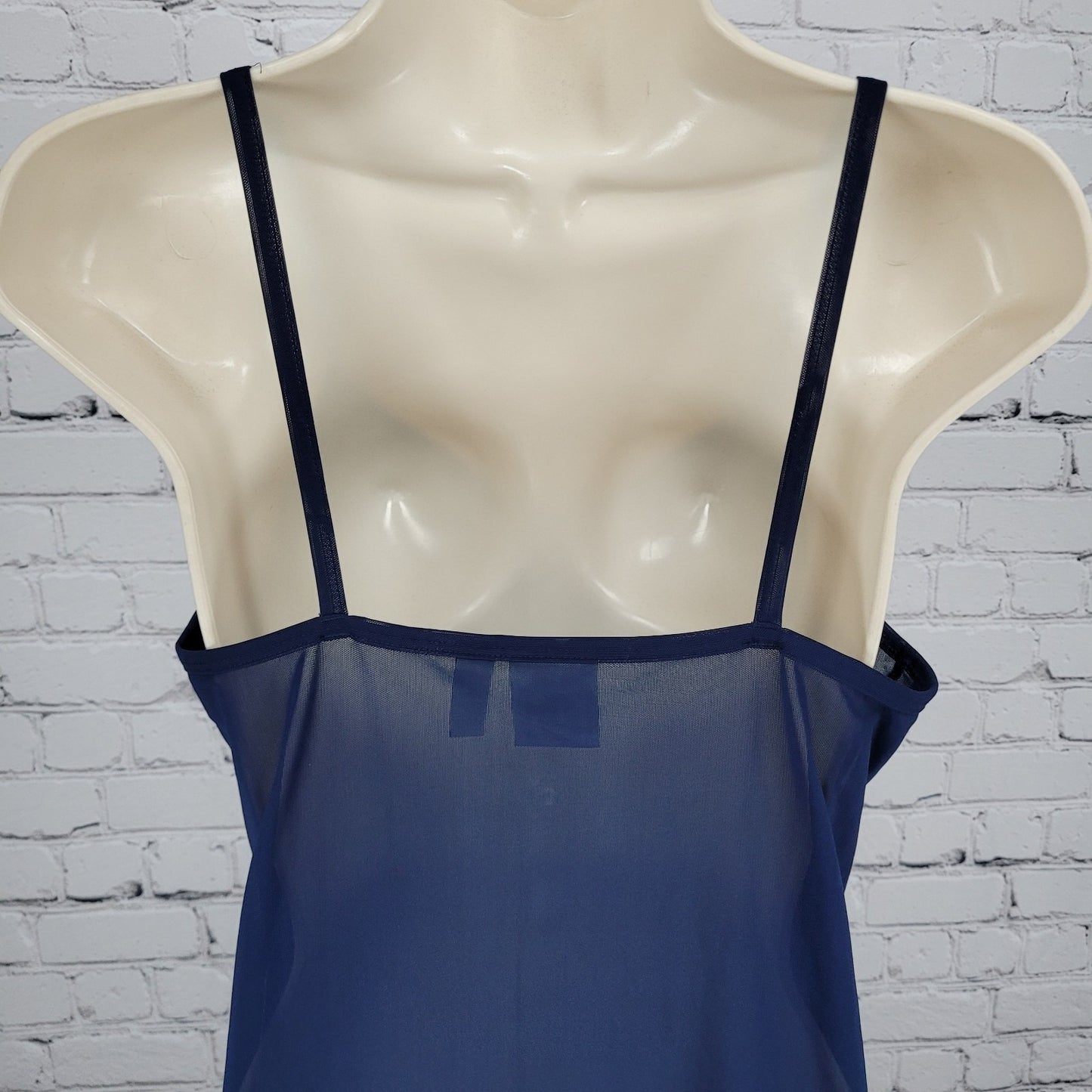 Adidas Navy Mesh Sheer Stretch Midi Tank Slip Dress Athleisure Sporty Medium M