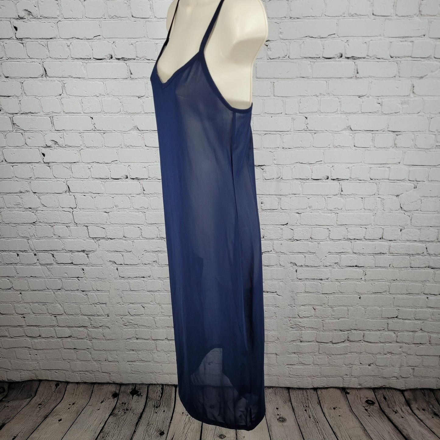 Adidas Navy Mesh Sheer Stretch Midi Tank Slip Dress Athleisure Sporty Medium M