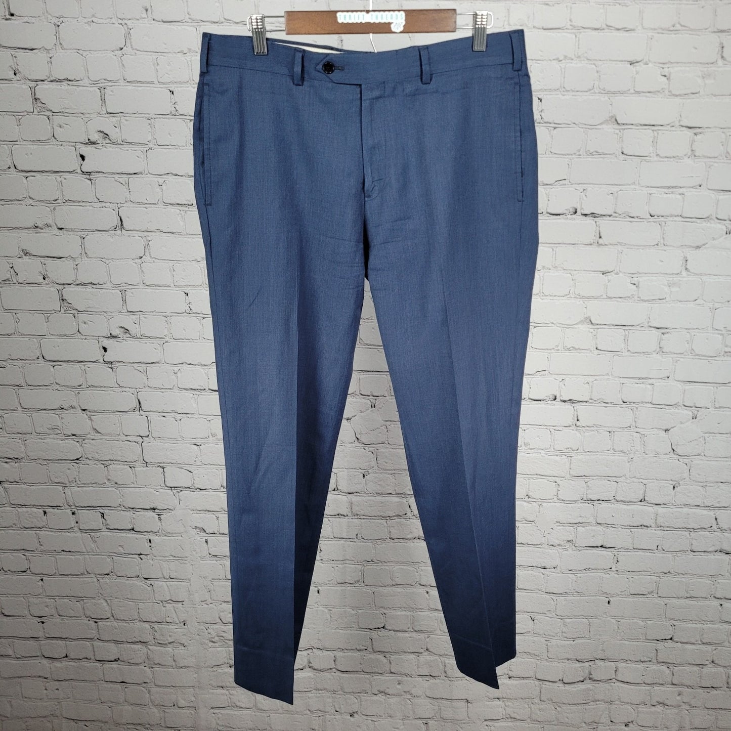 Brooks Brothers Navy Wool Stretch Regent Fit Flat Front Dress Pants 35x30