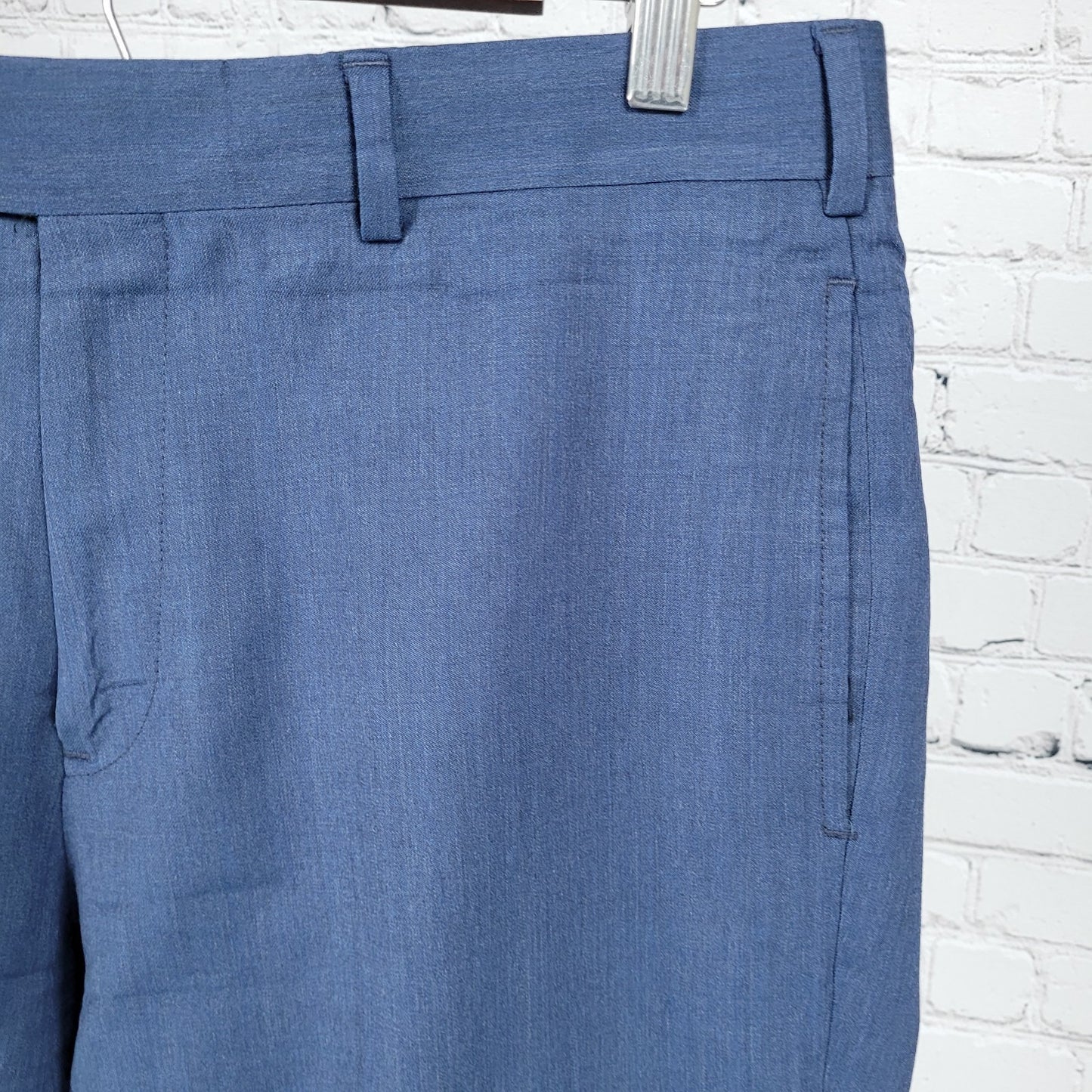 Brooks Brothers Navy Wool Stretch Regent Fit Flat Front Dress Pants 35x30