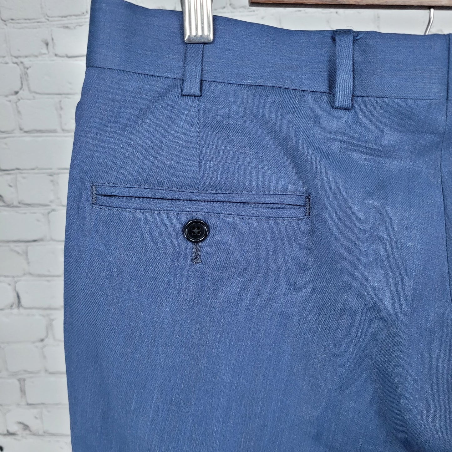 Brooks Brothers Navy Wool Stretch Regent Fit Flat Front Dress Pants 35x30