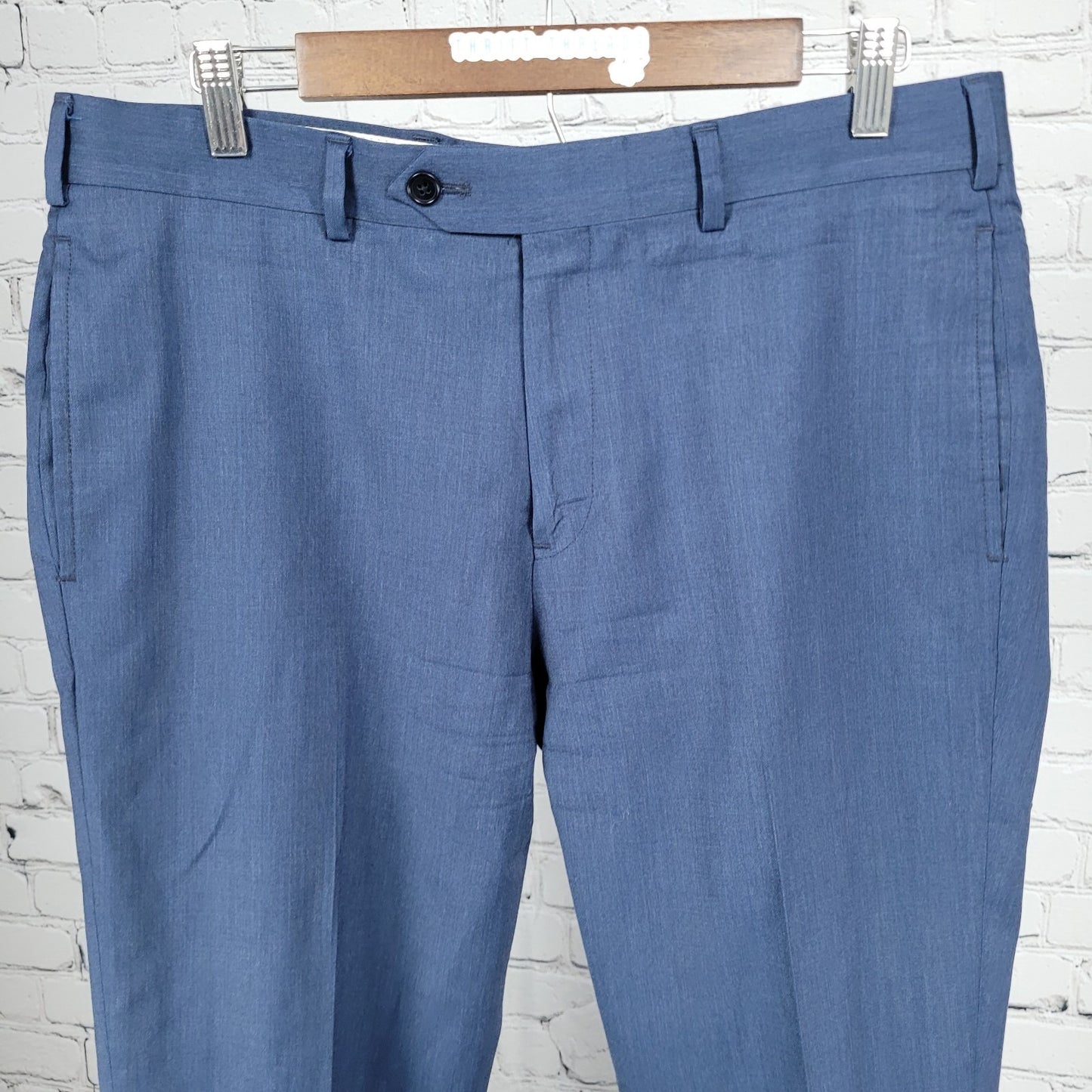 Brooks Brothers Navy Wool Stretch Regent Fit Flat Front Dress Pants 35x30