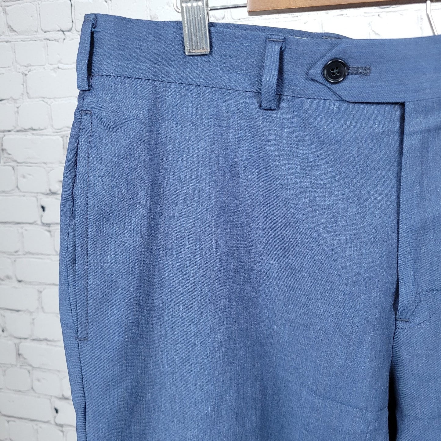 Brooks Brothers Navy Wool Stretch Regent Fit Flat Front Dress Pants 35x30