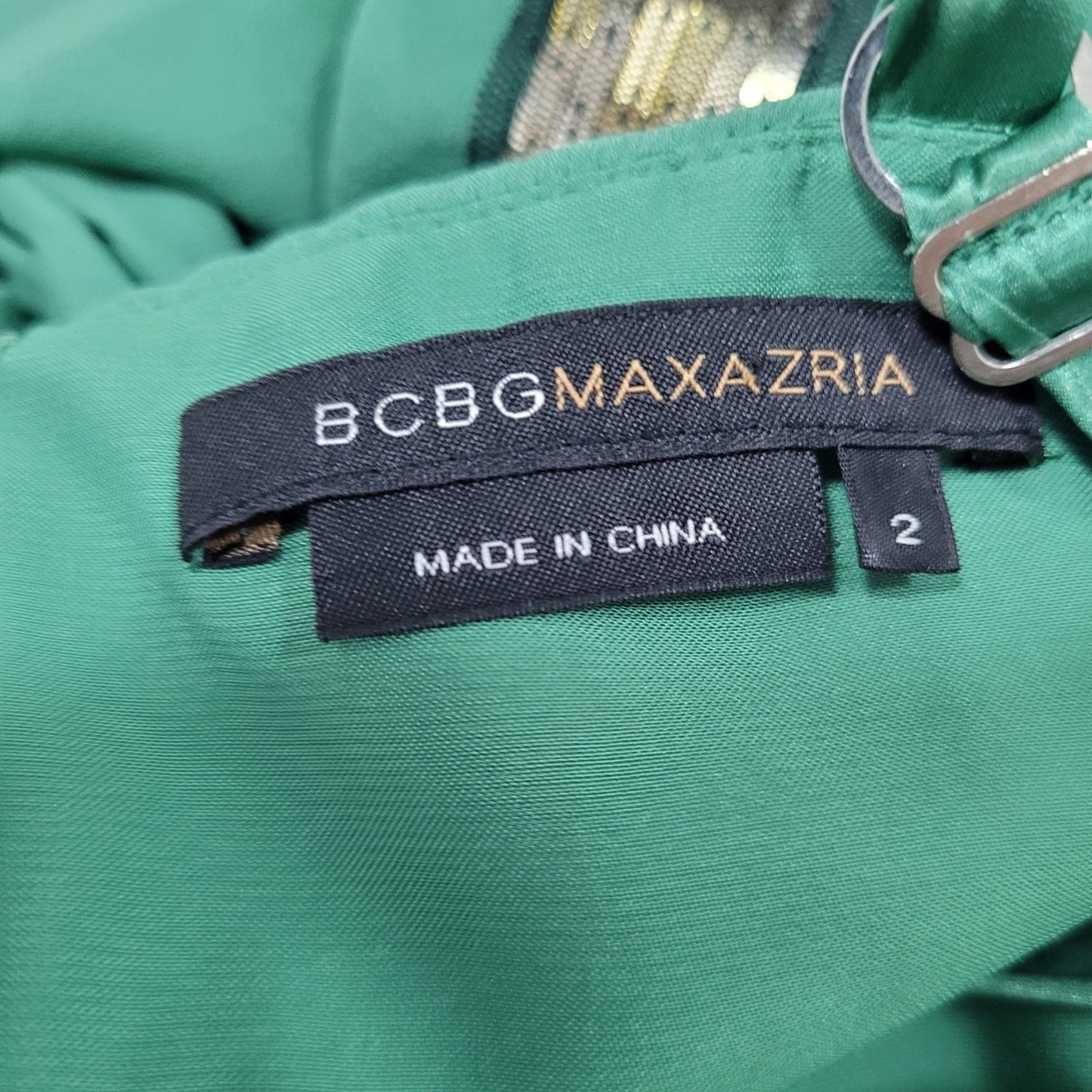 BCBG MAXAZARIA Green 100% Silk Chiffon Sleevelese Pleated Long Gown Dress 2