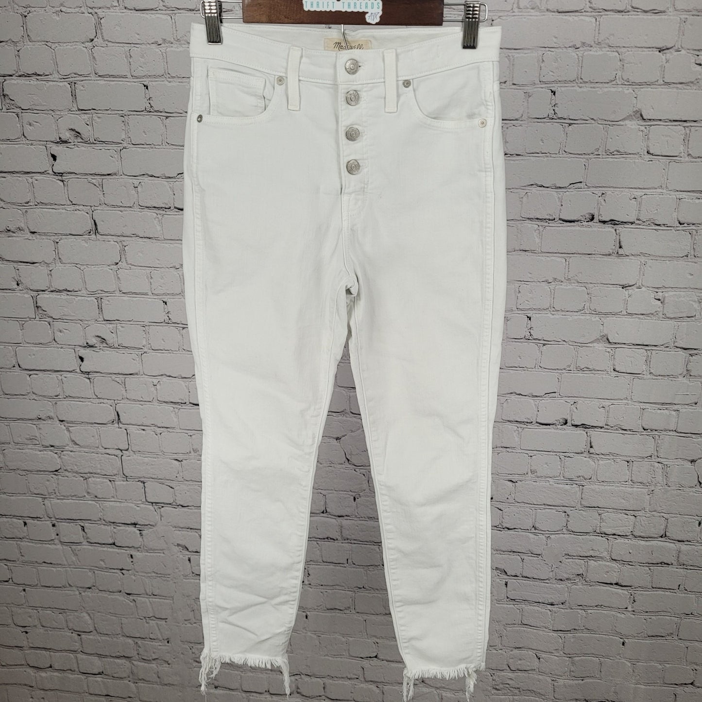 Madewell White Denim 10" High Rise Skinny Crop Stretch Jeans Size 27 (27x26)