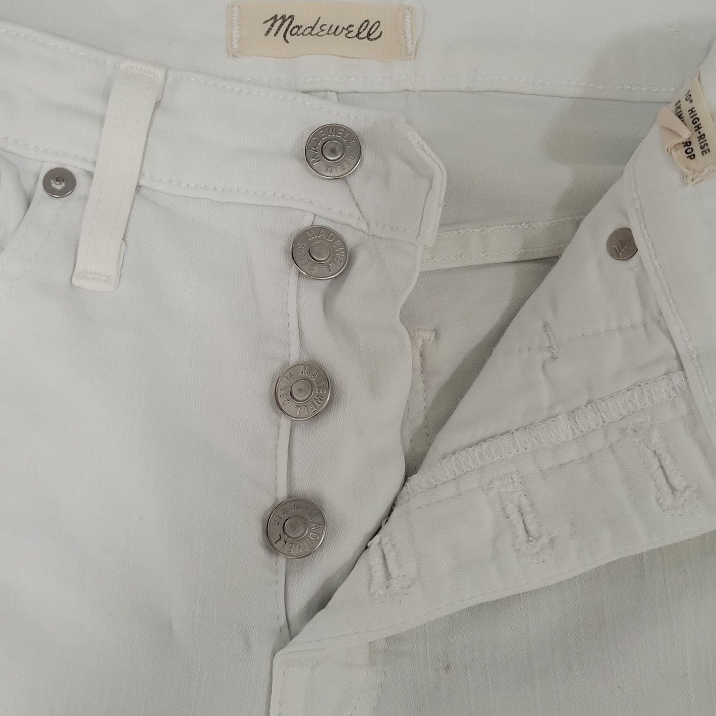 Madewell White Denim 10" High Rise Skinny Crop Stretch Jeans Size 27 (27x26)