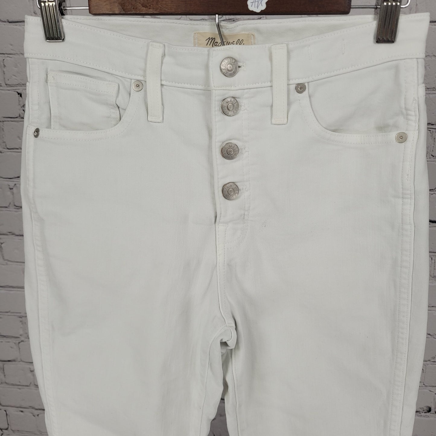 Madewell White Denim 10" High Rise Skinny Crop Stretch Jeans Size 27 (27x26)