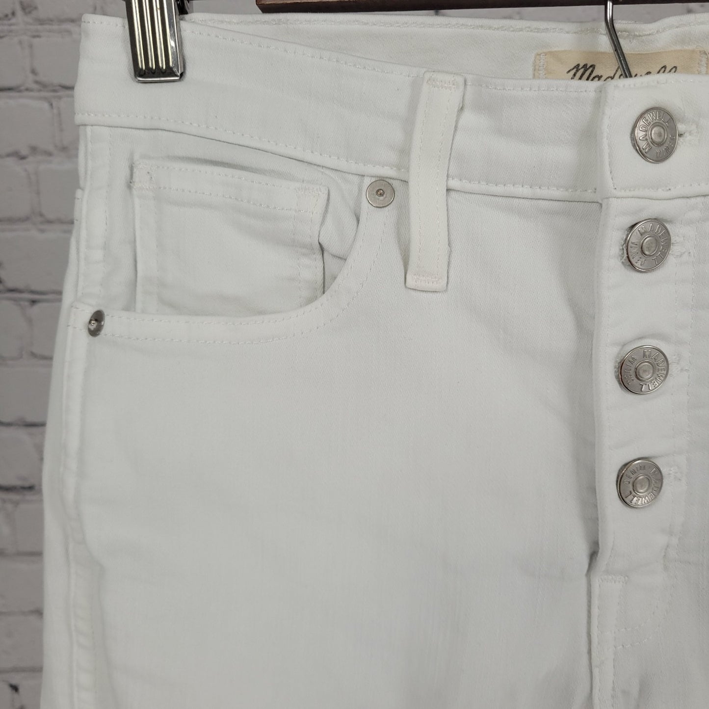 Madewell White Denim 10" High Rise Skinny Crop Stretch Jeans Size 27 (27x26)