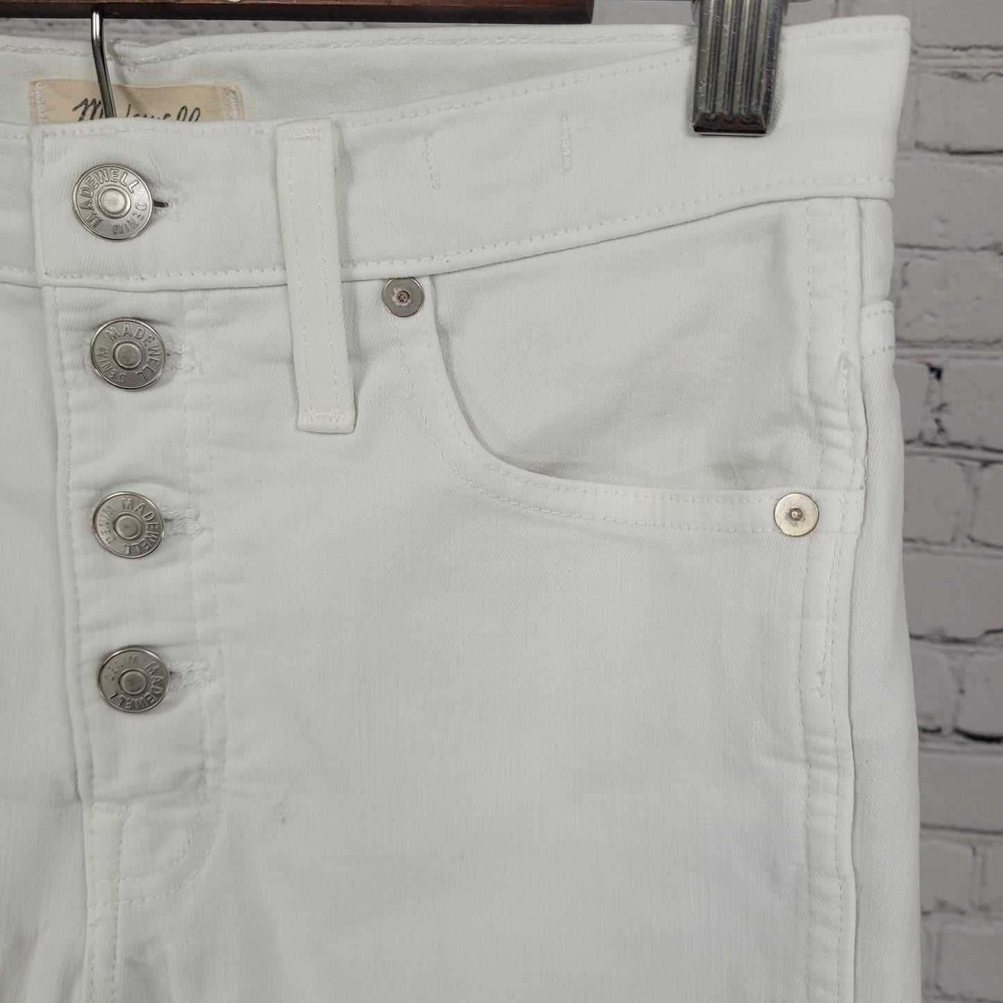 Madewell White Denim 10" High Rise Skinny Crop Stretch Jeans Size 27 (27x26)