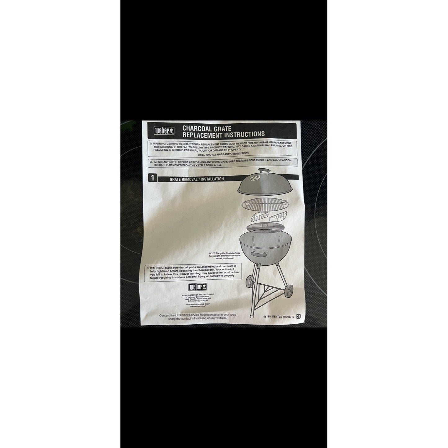 NIB Weber 26” Hinged Replacement Charcoal Grill Cooking Grate