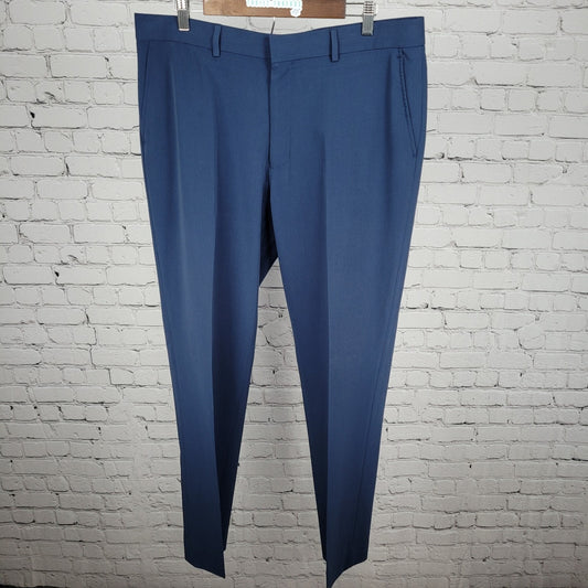 Nautica Navy Flat Front Straight Leg Slash Pockets Stretch Dress Pants 38x32