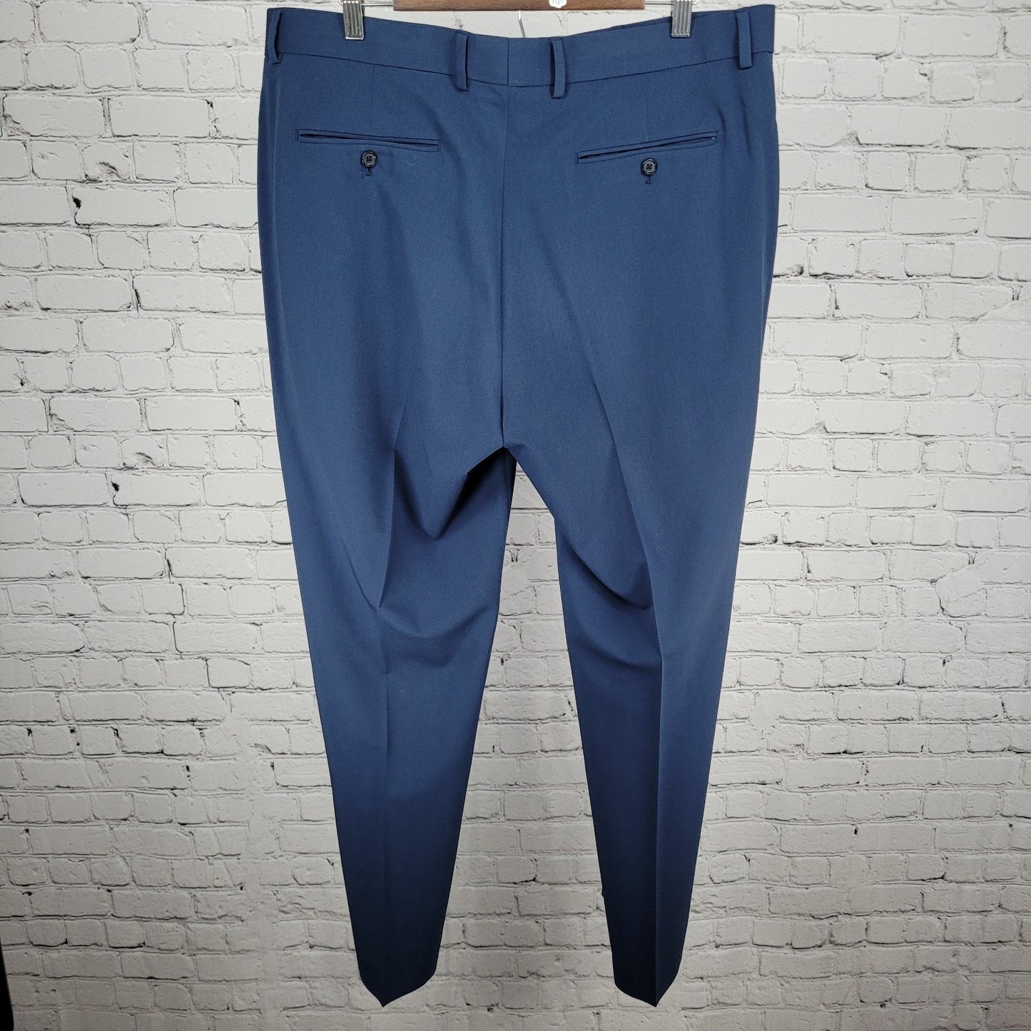 Nautica Navy Flat Front Straight Leg Slash Pockets Stretch Dress Pants 38x32