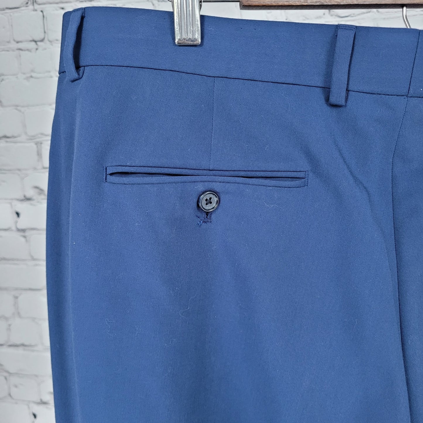 Nautica Navy Flat Front Straight Leg Slash Pockets Stretch Dress Pants 38x32