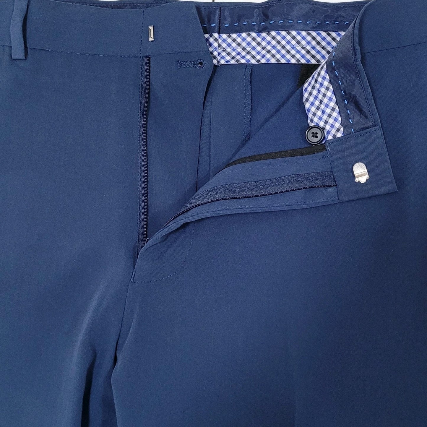 Nautica Navy Flat Front Straight Leg Slash Pockets Stretch Dress Pants 38x32