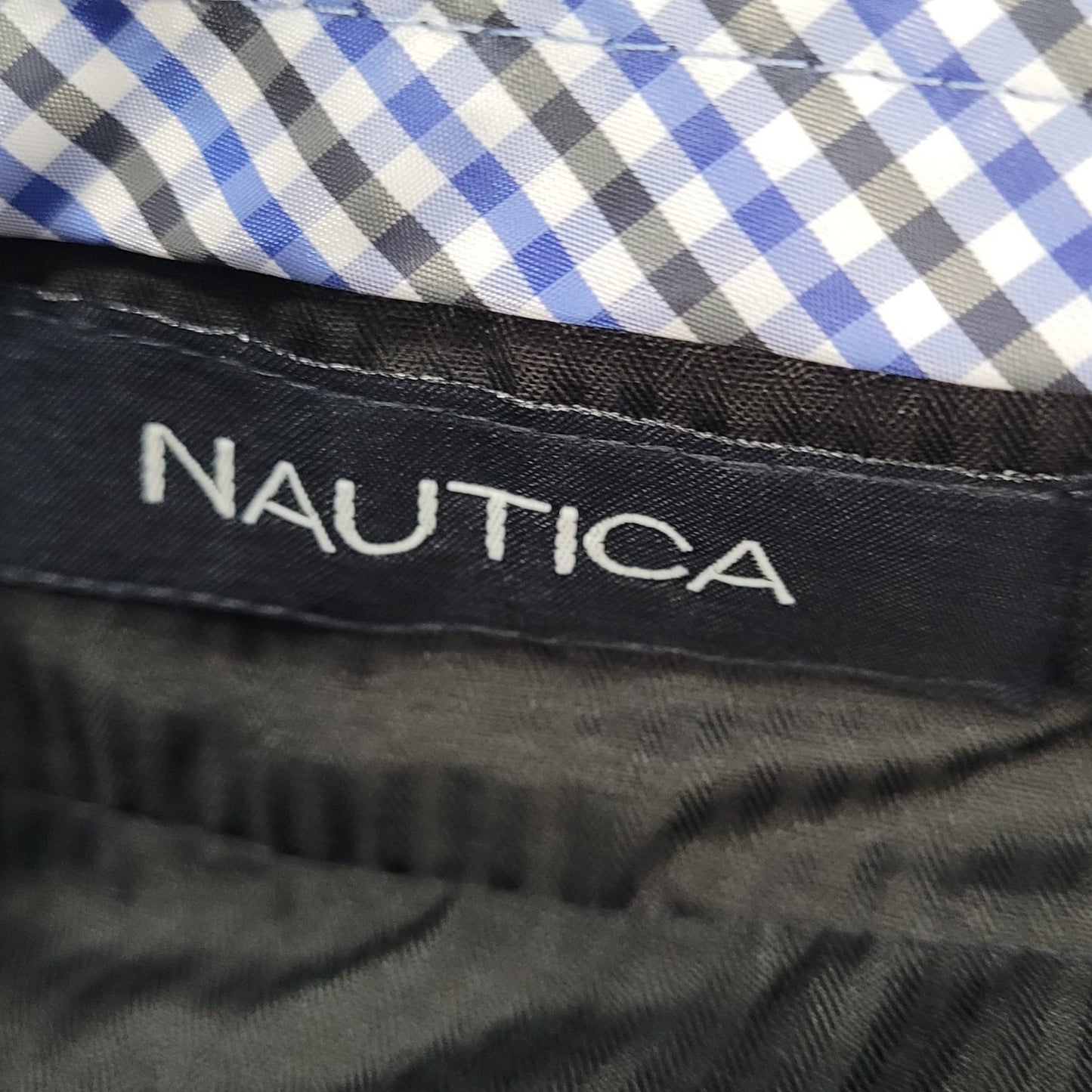 Nautica Navy Flat Front Straight Leg Slash Pockets Stretch Dress Pants 38x32
