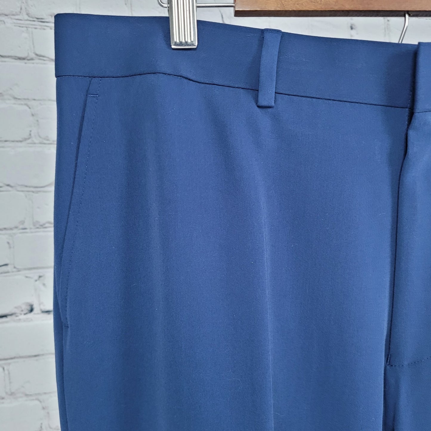 Nautica Navy Flat Front Straight Leg Slash Pockets Stretch Dress Pants 38x32