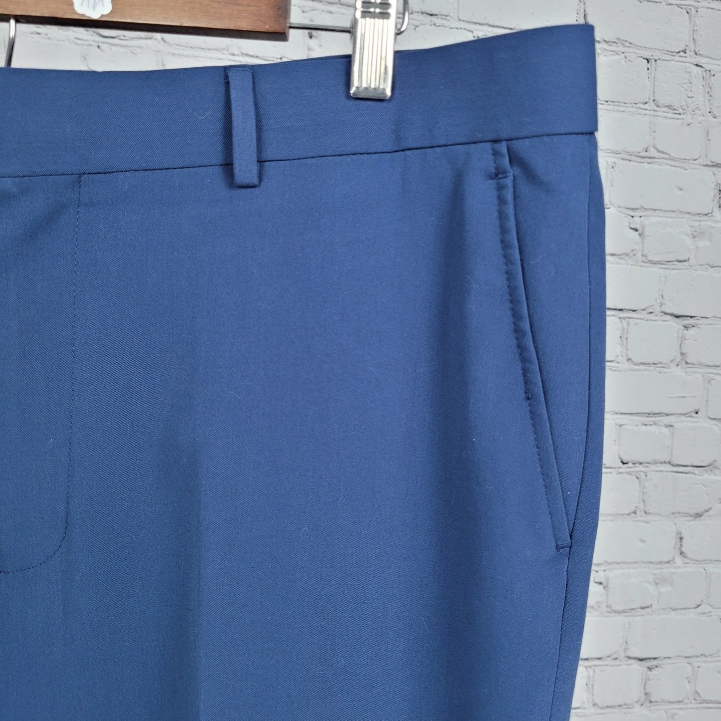 Nautica Navy Flat Front Straight Leg Slash Pockets Stretch Dress Pants 38x32