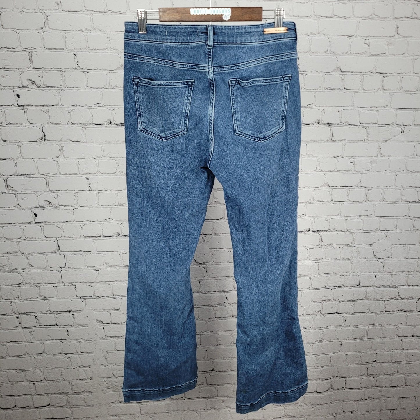 Pilcro & The Letterpress Blue High Rise Bootcut Button Leg Jeans 29 (29x32)